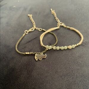 Gold and Green Beaded Bracelet Set